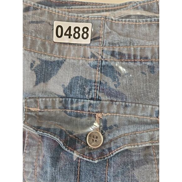 Faded Glory Women's Dark Stone Wash Denim Shorts Missing Pocket Button Size 12 - Picture 13 of 13